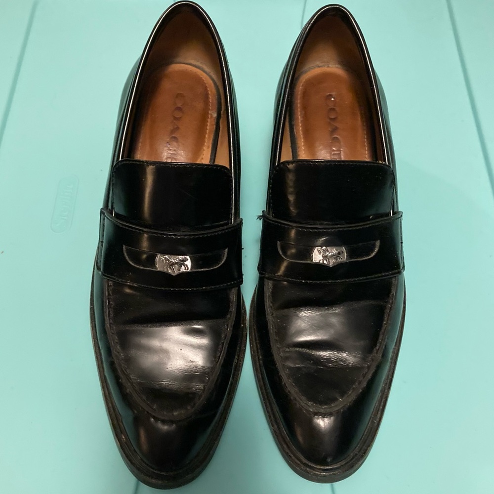 Coach Heath Block Heel Penny Loafer Size 8B